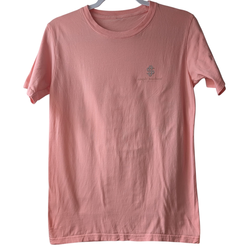 SIMPLY SOUTHERN WOMEN'S PEACH EASTER BUNNY T-SHIRT SIZE PTP-18"